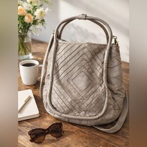 ANTHROPOLOGIE- Gray Textured Leather tote bag